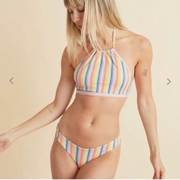 NWOT Marine Layer Rainbow Stripe Havana Swimsuit Top Size Small - Picture 5 of 7